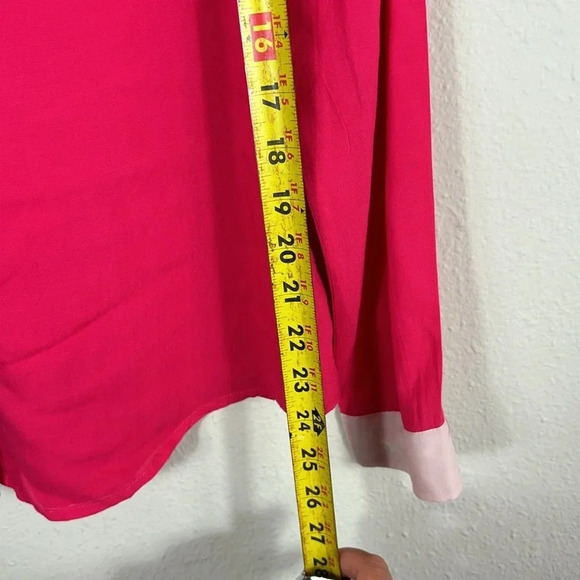 Anthropologie Maeve Hot Pink Bagatelle Button Down Long Sleeve Blouse Size 4 - Picture 10 of 13
